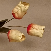 gul røde tulipaner, grønne blade vintage papir blomster gamle kunstige blomster artificial flowers